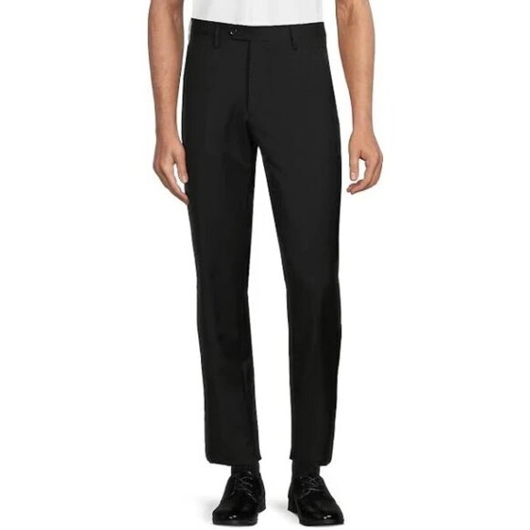 NEW Santorelli Wool Flat-Front Modern Fit Dress Pants BLACK SIZ 33/100%AUTHENTIC